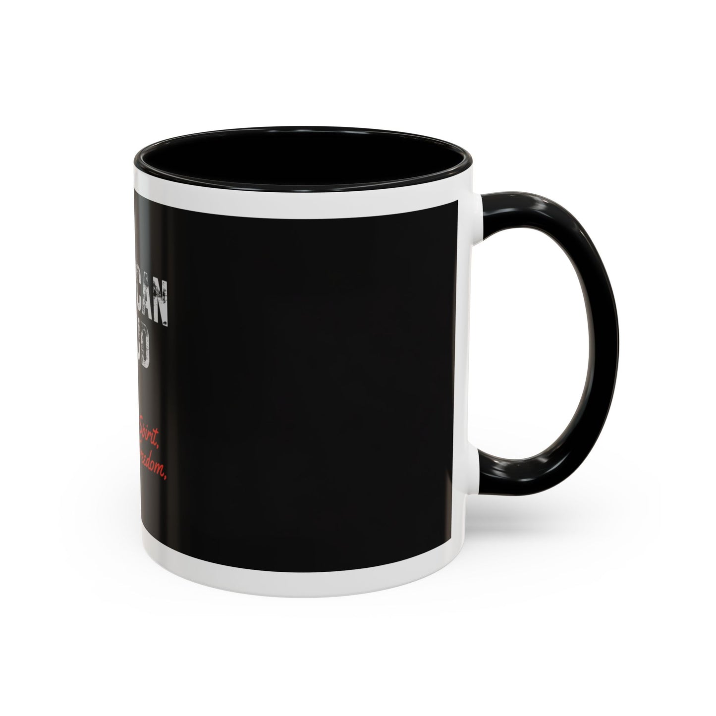 American Proud Coffee Mug — 'Unyielding Spirit, Boundless Freedom' Patriotic Accent Mug (11/15 oz)